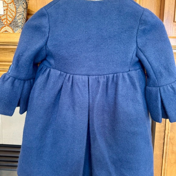 Monnalisa girls single breasted wool coat with polka dots as lining. Size 5. - Picture 7 of 8